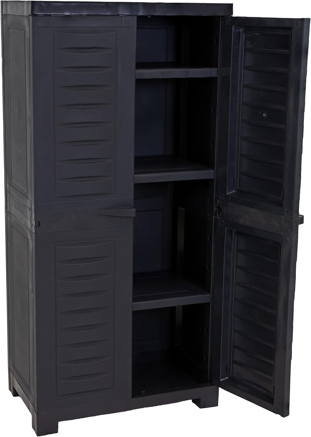 Sunnydaze 48' H Resin Garage Storage Cabinet - Garage Cabinet - Freestanding Utility Storage for Laundry Room, Office, Basement - Charcoal