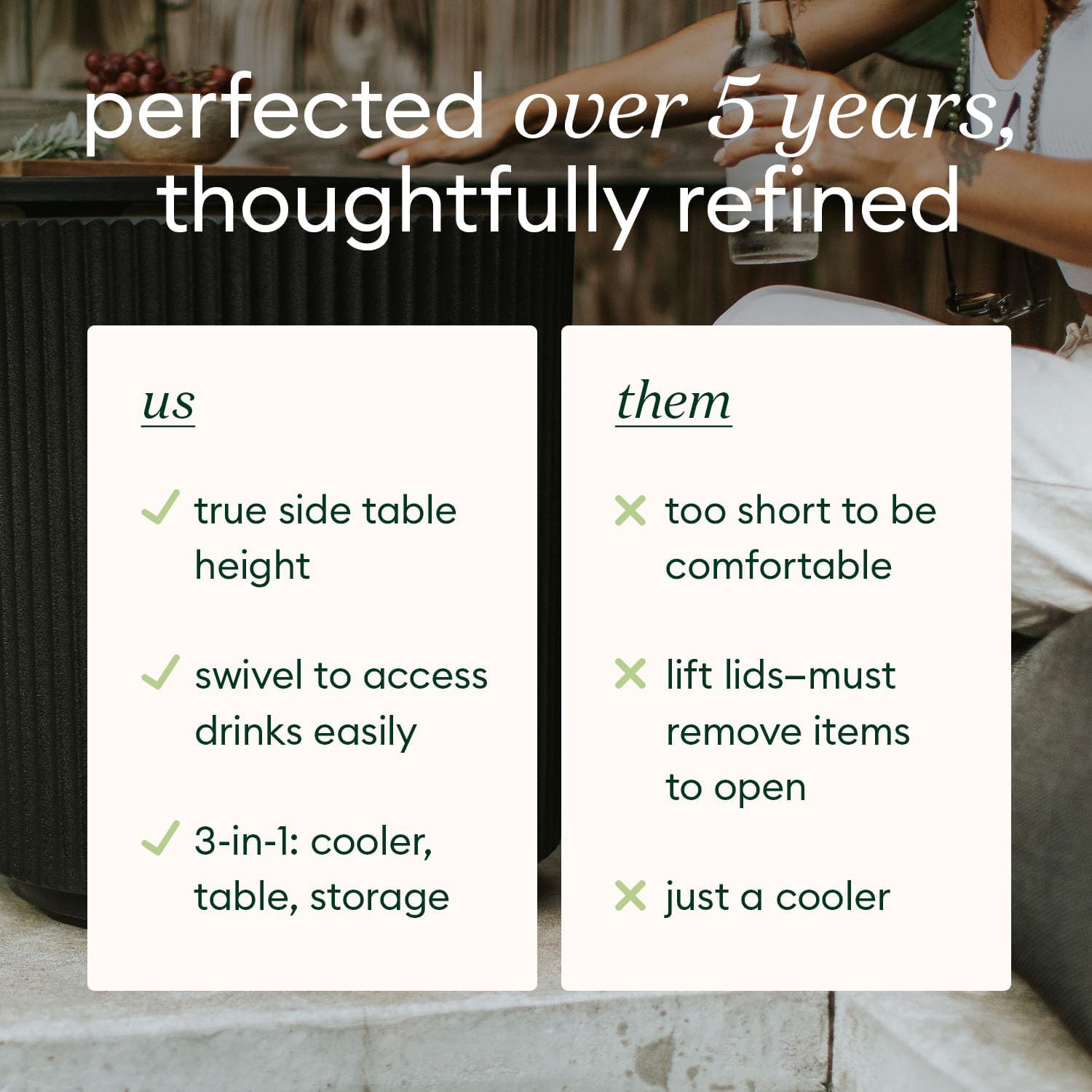 Veradek Outdoor Cooler Side Table - 2 in 1 - Designed for use as Outdoor Side Table, Patio Decor and Ice Chest