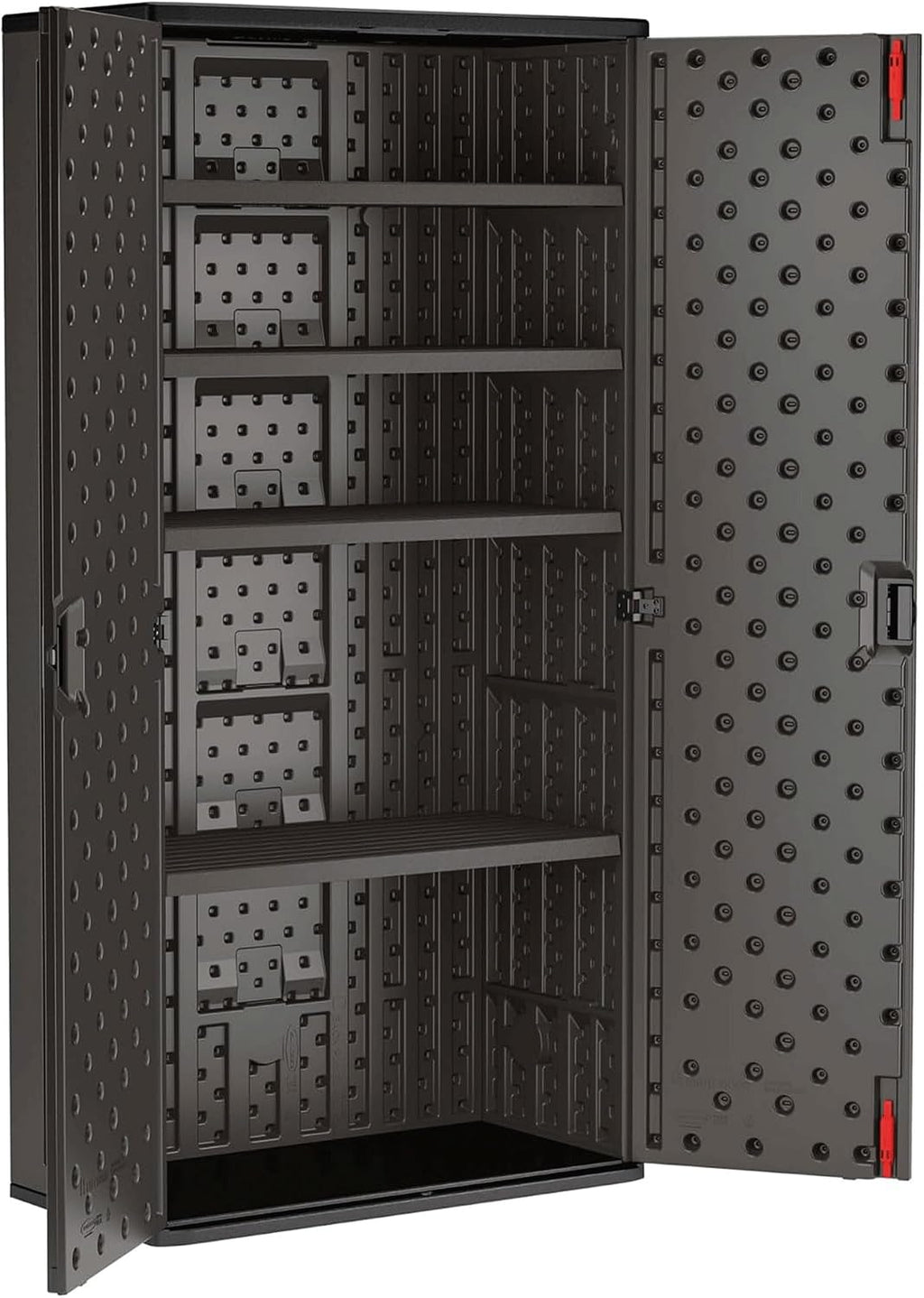Suncast Commercial 4 Shelf Mega Tall Storage Cabinet, Lockable Garage Utility Shelving Unit, Heavy Duty Plastic Resin Organizer, Gray
