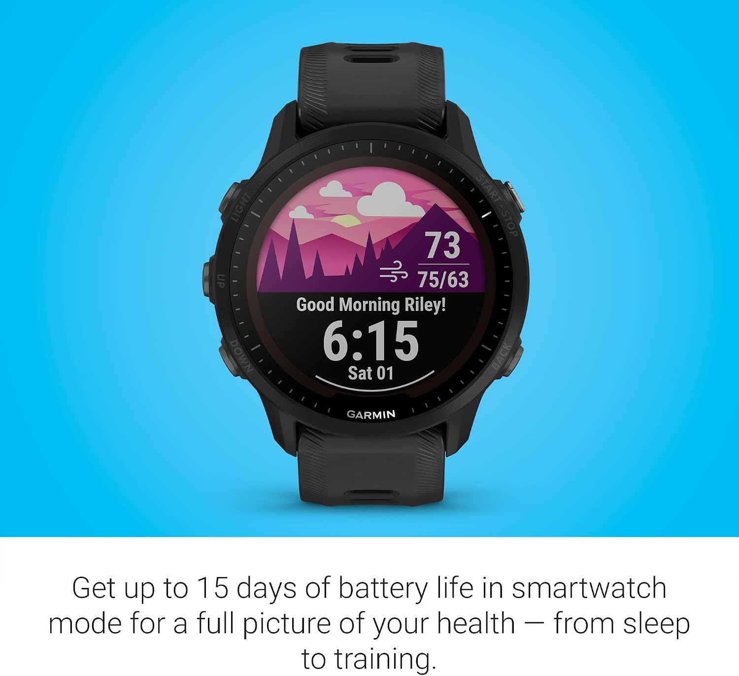 Garmin Forerunner® 955, GPS Running Smartwatch, Tailored to Triathletes, Long-Lasting Battery, Black (Renewed)