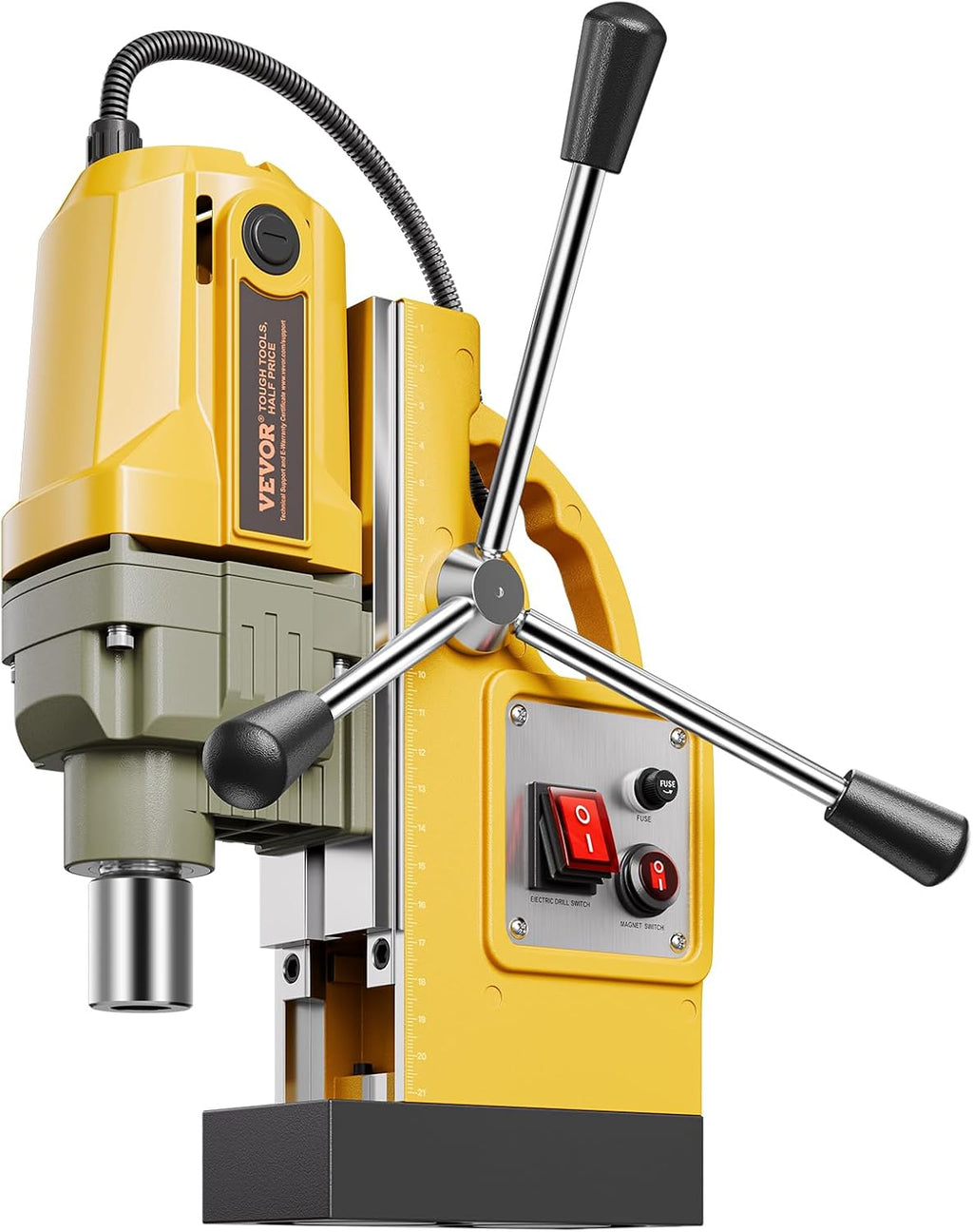 VEVOR Magnetic Drill, 1400W Motor 1.6 in Boring Diameter, 2810 lbf Portable Electric Mag Drill Press, with 11 Coring Bits, 800 RPM Speed, Drilling Machine for Metal Surface, Home Improvement Industry