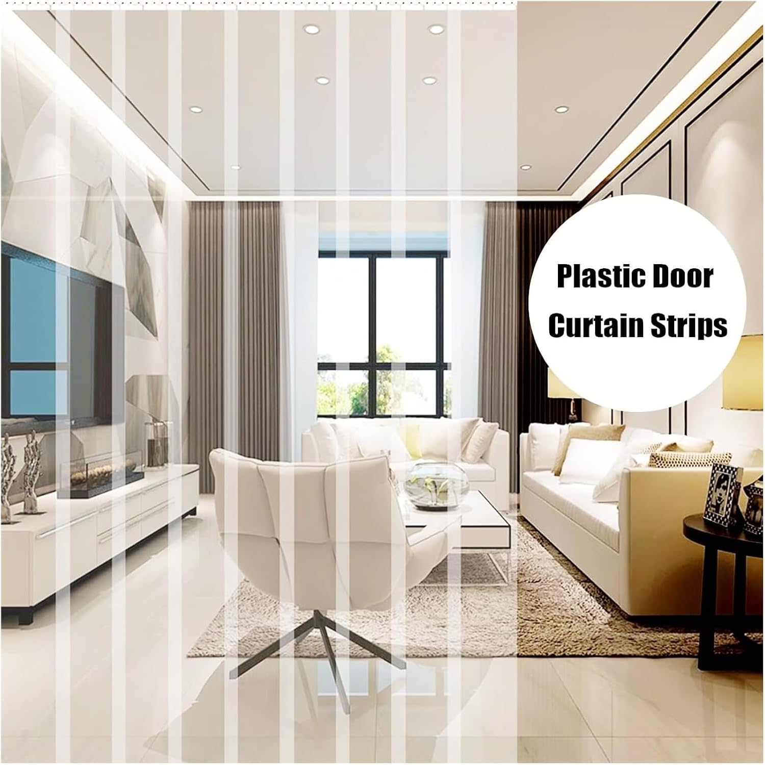 PVC Plastic Strip Curtain Door Kit, Vinyl Door Strips Wind Commercial Entry Doors Decoration for Pavilions, Gardens