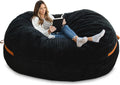 Big Joe Fuf 8Ft Giant Foam Bean Bag Chair, Oversized Couch with Removable Cover for Kids, Teens, Adults, Black Licorice Corded Plush, 8 Foot