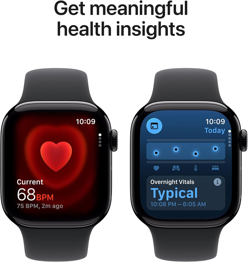 Apple Watch Series 11 [GPS 42mm] Smartwatch with Jet Black Aluminium Case with Black Sport Band - S/M. Sleep Score, Fitness Tracker, Health Monitoring with AppleCare+ (2 Years)