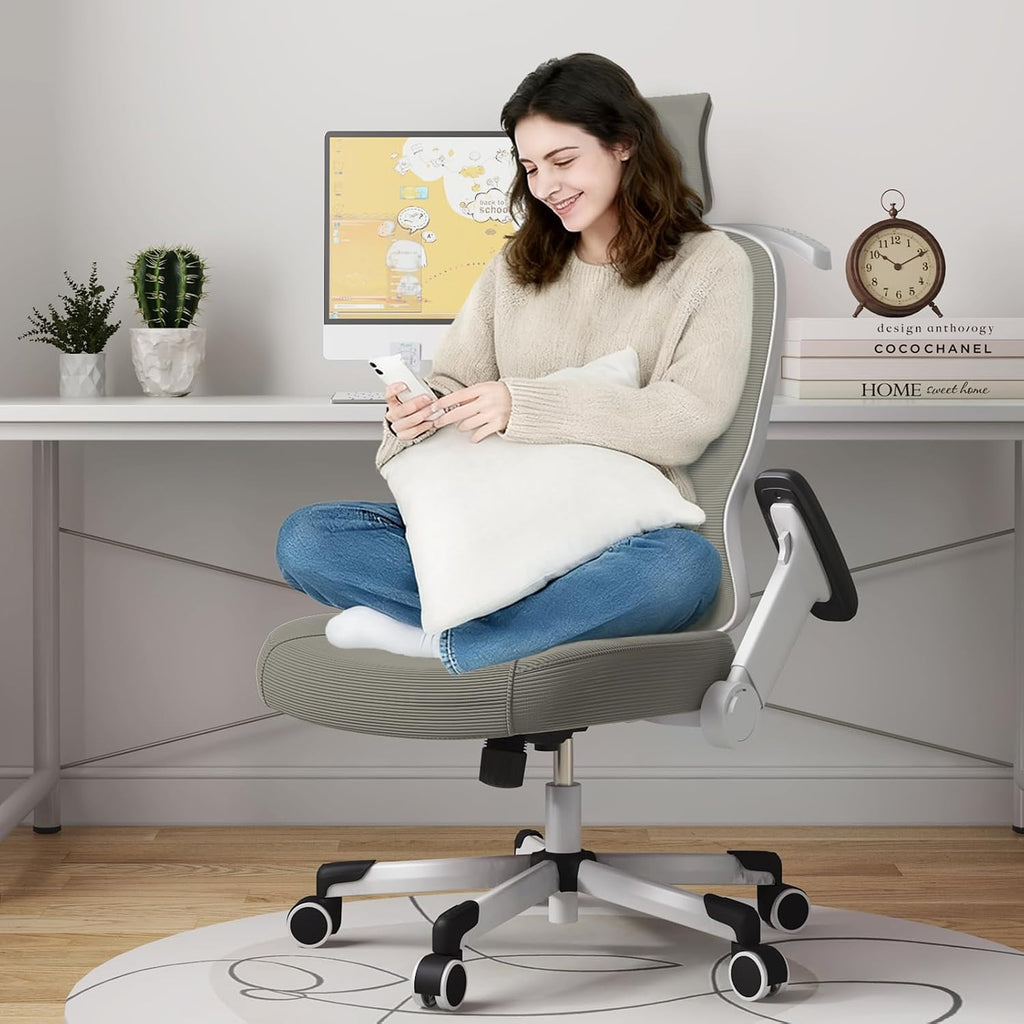 Ergonomic Office Chair Reclining Gaming Chair Adjustable Lumbar Support 4D Armrest 6D Headrest Breathable Mesh Swivel Computer Chairs Home Studio Chairs Desk Chair Coat Hanger Tilt Lock (Grey)