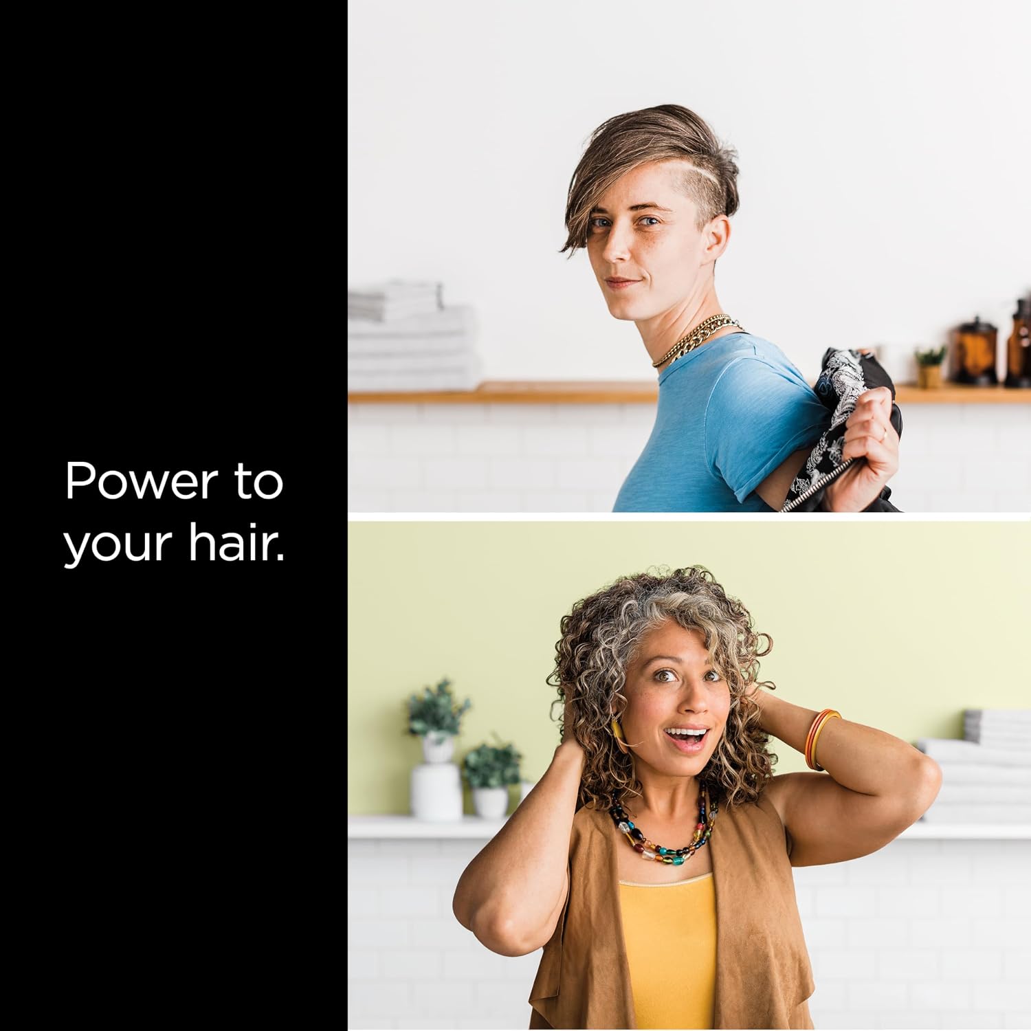 Shark HD113BRN Hair Blow Dryer HyperAIR Fast-Drying with IQ 2-in-1 Concentrator and Curl-Defining Diffuser Attachments, Auto Presets, Ionic, Styling Tools, No Heat Damage, Extendable Prongs, Stone