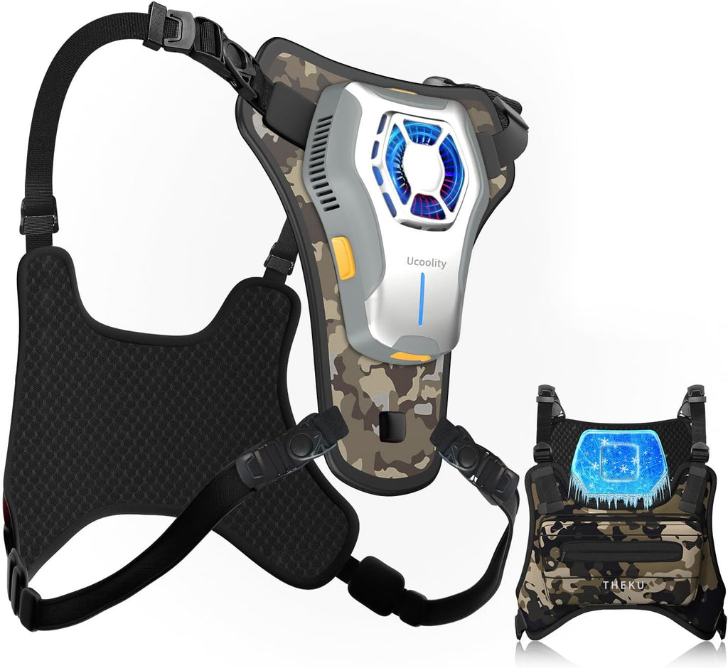 Portable Wearable Fan Rechargeable, Lightweight Cooling Vest, Portable Back Air Conditioner, Cooling Clothes Perfect for Travel, Sport, Hiking (Camouflage)