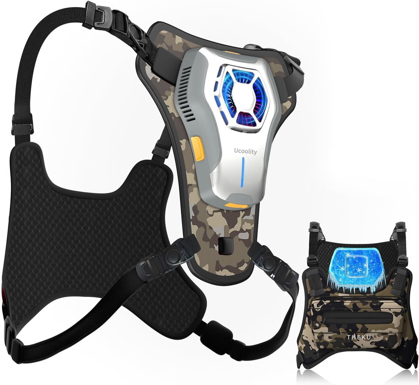 Portable Wearable Fan Rechargeable, Lightweight Cooling Vest, Portable Back Air Conditioner, Cooling Clothes Perfect for Travel, Sport, Hiking (Camouflage)