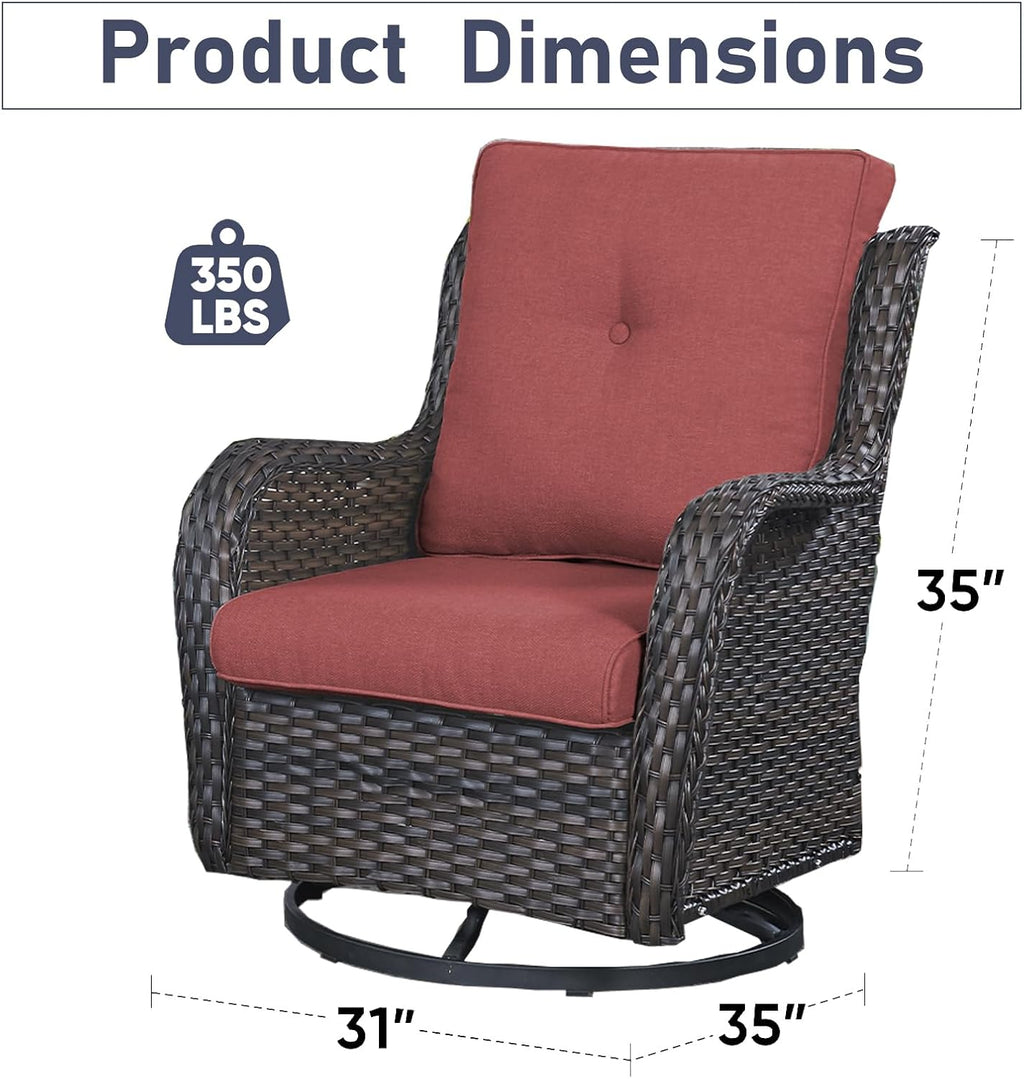 Swivel Rocker Patio Chairs：2 Pieces Patio Swivel Rocker Chairs with Wicker Armrests Patio Swivel Rocking Chairs Outdoor Swivel Rocker Patio Chair