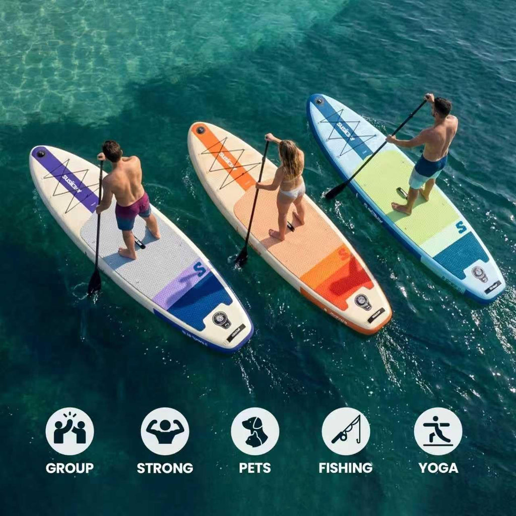 Inflatable Stand Up Paddle Board with SUP Accessories,Inflatable Paddle Boards for Adults & Youth, Anti-Slip EVA Deck,Wide Stance,Dual Action Pump,108L Backpack