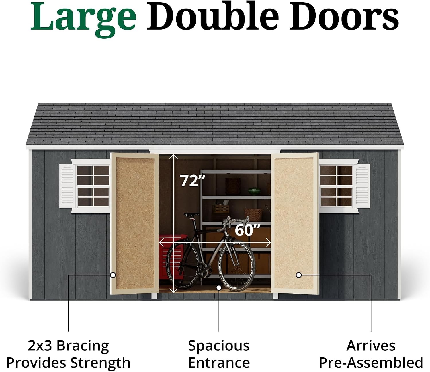 Little Cottage Co. 10x16 Value Workshop Shed with Operable Windows and Floor, Outdoor Wood Storage Do-It-Yourself Precut Kit