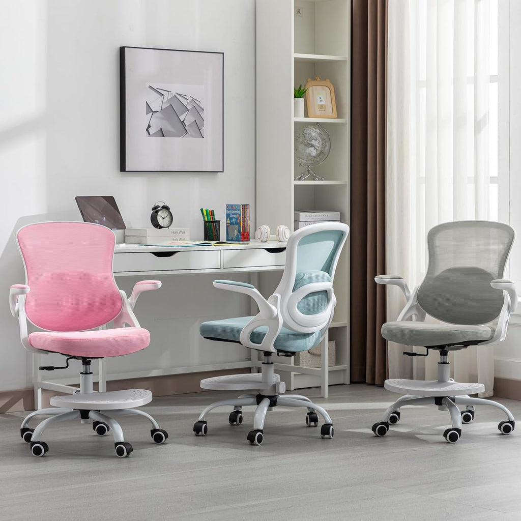 Kids Desk Chair,Ergonomic Study Chair with Adjustable Height,Swivel Mesh Desk Chair with Wheels,Home Office Chair for Children in Home Bedroom Pink