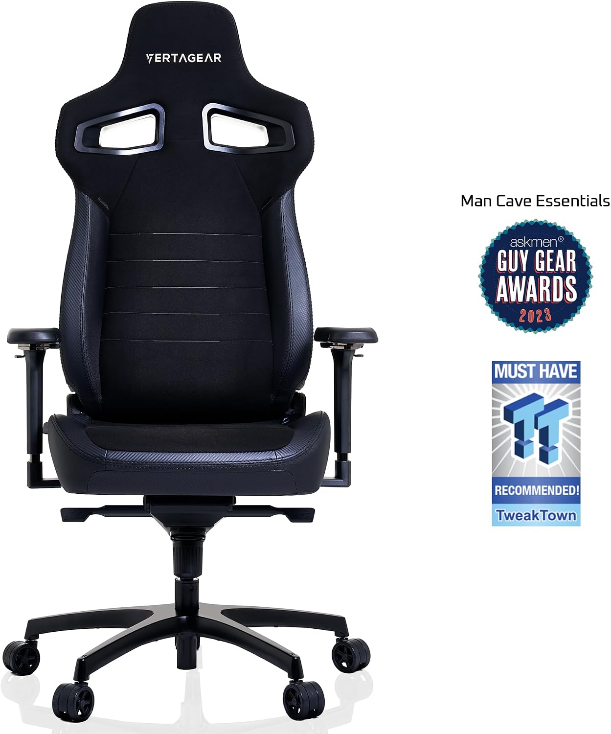 Vertagear PL4800 Ergonomic Big & Tall Gaming Chair Featuring ContourMax Lumbar & VertaAir Seat Systems - RGB LED Kits Upgradeable - Carbon Black
