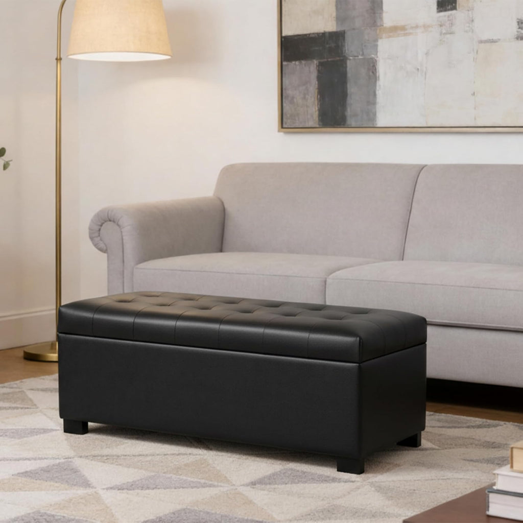 HomePop Large Tufted Storage Bench - Classic Black