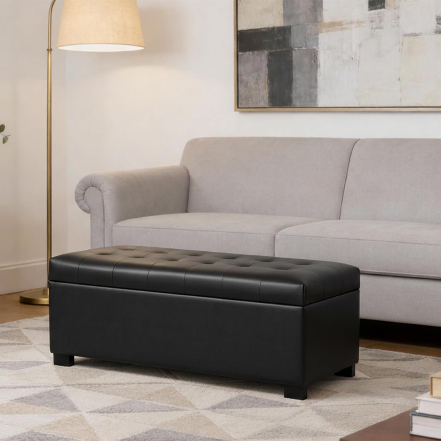 HomePop Large Tufted Storage Bench - Classic Black