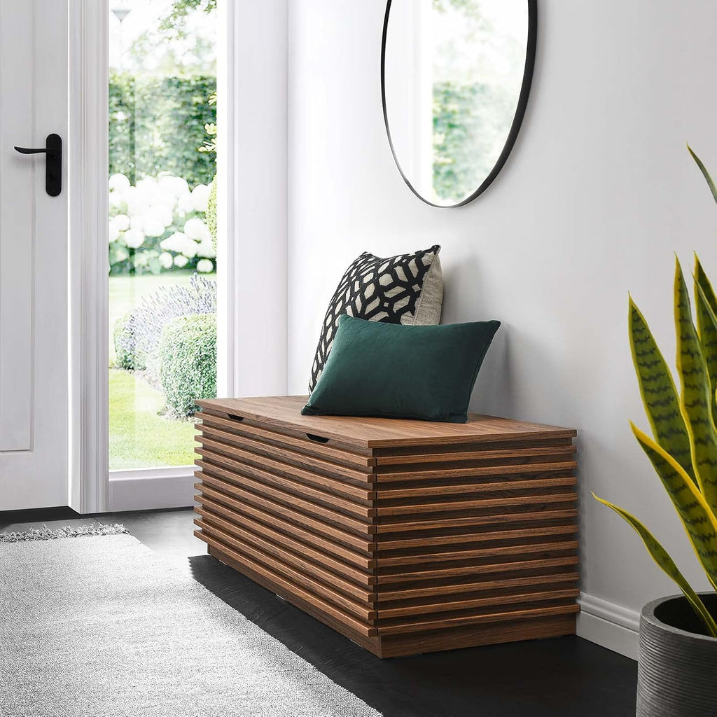 Modway Render 47' Wood Grain Storage Bench in Walnut