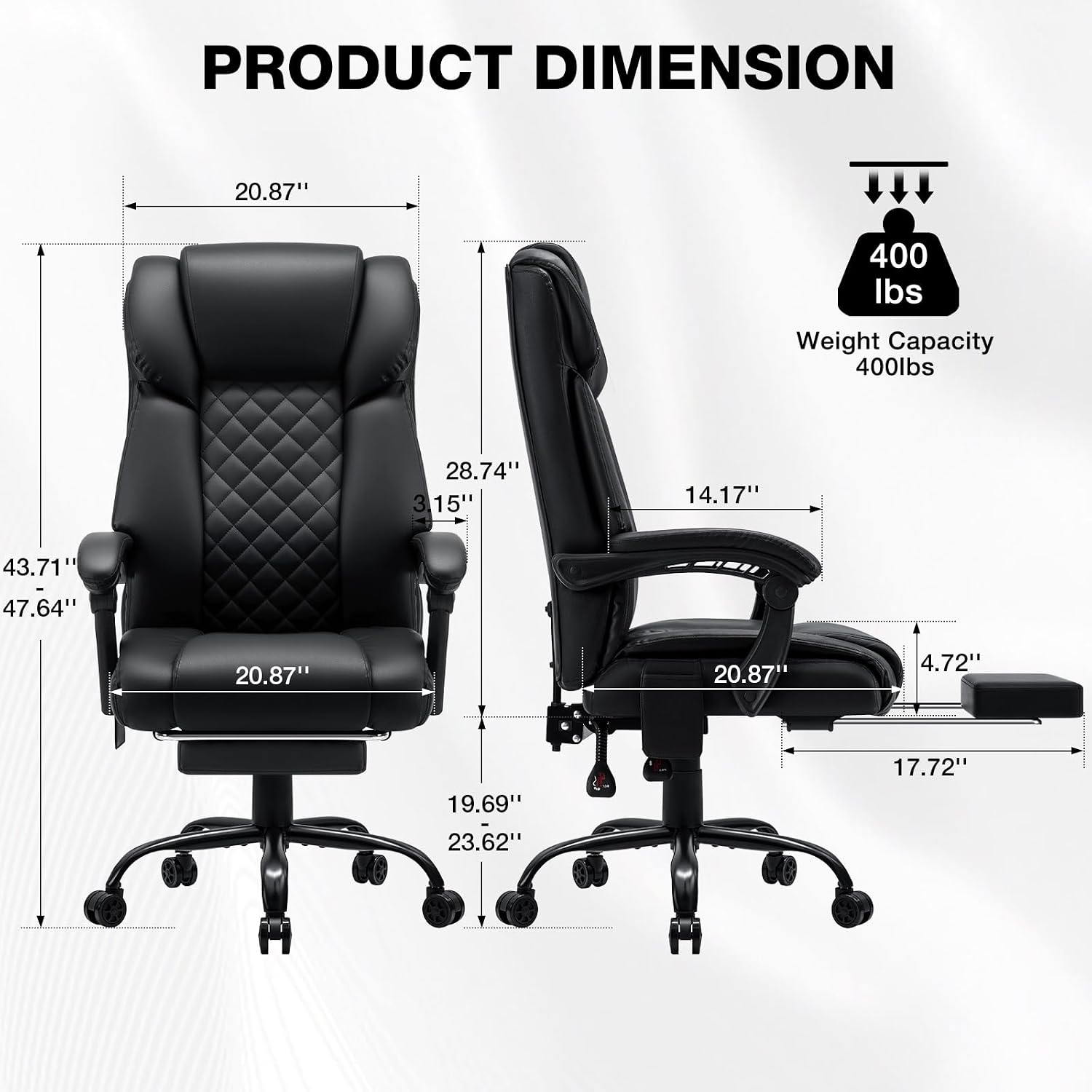 HOFFREE Massage Office Chair with Heat 7 Points Vibration Ergonomic Executive Office Chair with Footrest Reclining High Back Home Office Desk Chairs Black