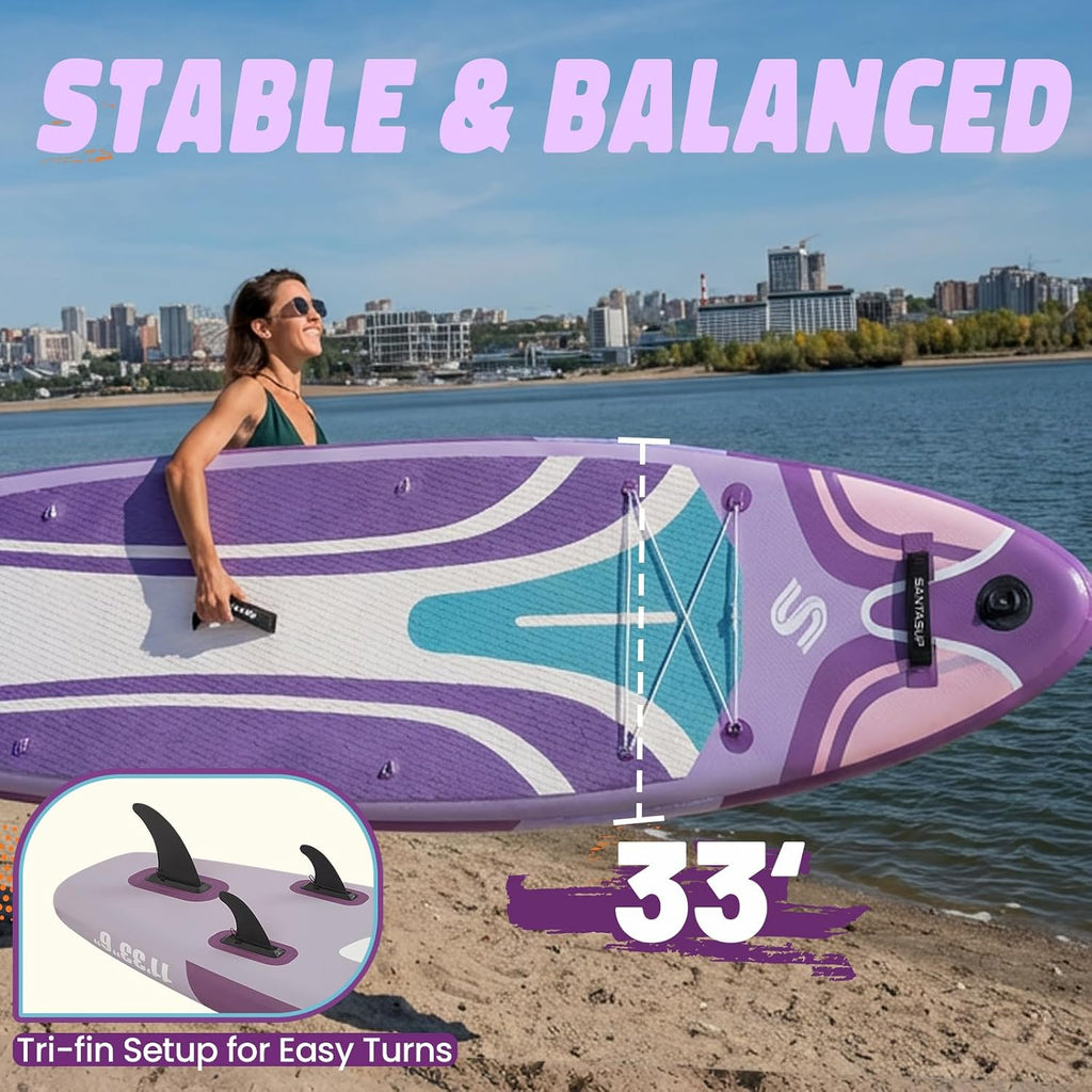 10'6'/11'Wide Inflatable Stand Up Paddle Board for Adults & Youth of All Skill Levels, with Premium SUP Paddleboard Accessories, Anti-Slip EVA Deck