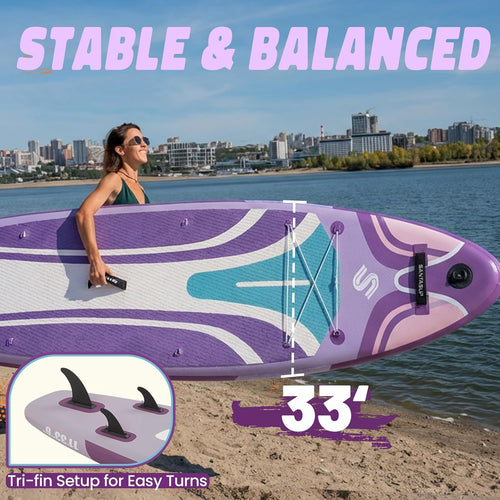 10'6'/11'Wide Inflatable Stand Up Paddle Board for Adults & Youth of All Skill Levels, with Premium SUP Paddleboard Accessories, Anti-Slip EVA Deck