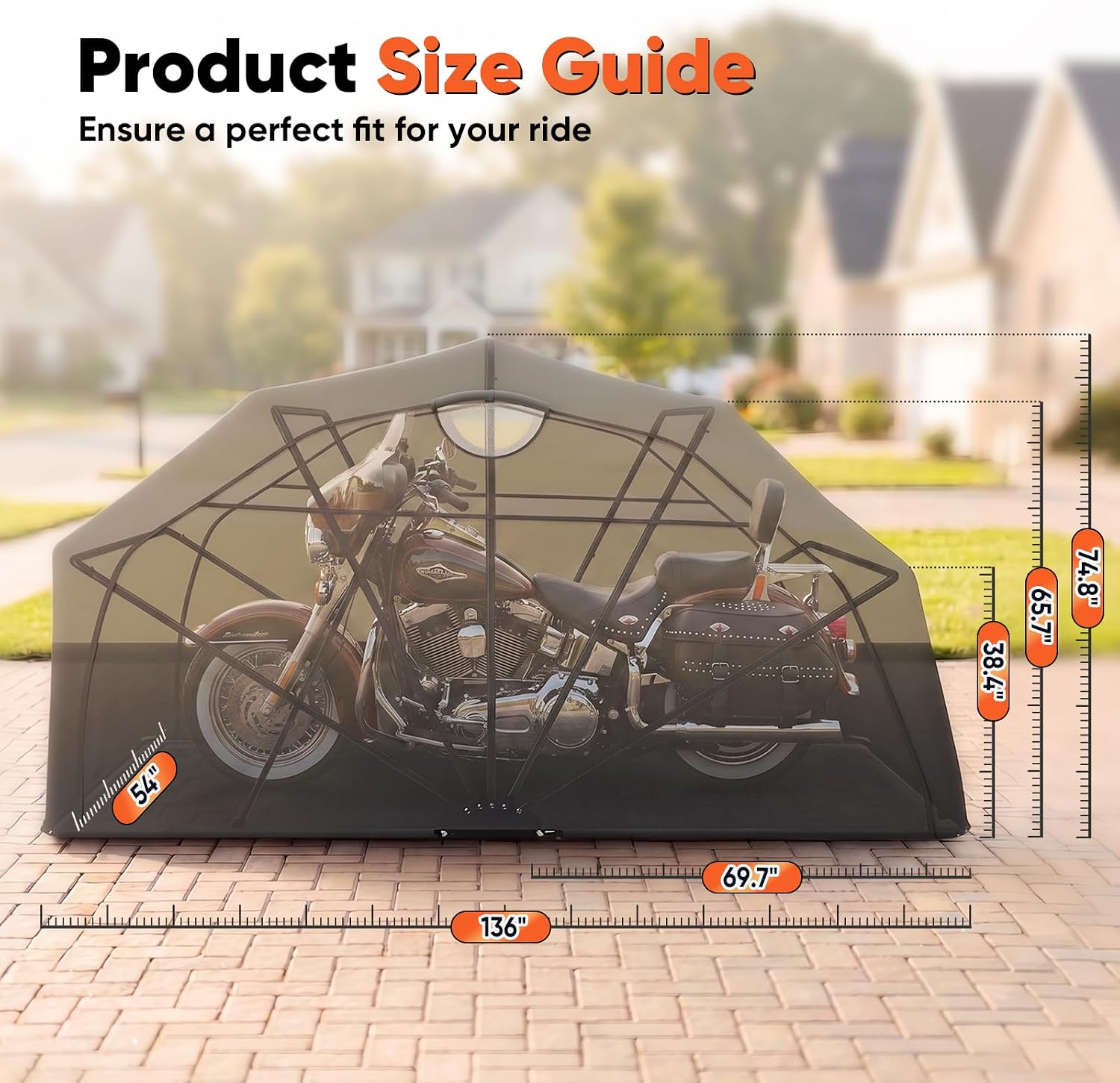 Quictent 136'x 54' Motorcycle Garage Storage Pod Shelter Hard Shell with Code Lock & Carry Bag Heavy Duty Motorcycle Tent with 2 Roll-Up Side Windows - Black
