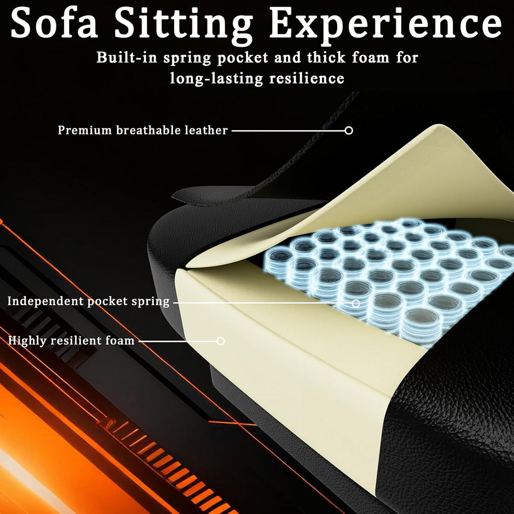 Ergonomic Gaming Chair with Footrest, PU Leather Video Game Chairs for Adults, Comfortable Computer Chair for Heavy People, Reclining Gamer Chair Office Chair with Lumbar Support, Dark Black