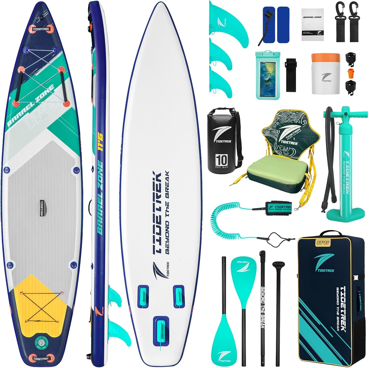 11'6' Inflatable Stand Up Paddle Boards, Premium SUP Accessories, Non-Slip Comfort Deck for Youth & Adults