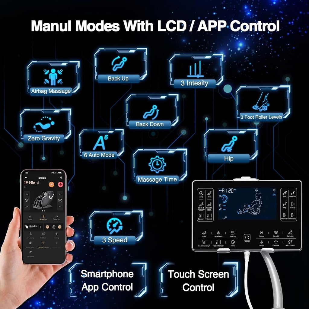 2026 Massage Chair Full Body, AI APP Control Shiatsu Zero Gravity Massage Chair with Foot Roller, Back Calf Heated, Bluetooth Speaker, Relaxing Massaging Recliner for Friend Family