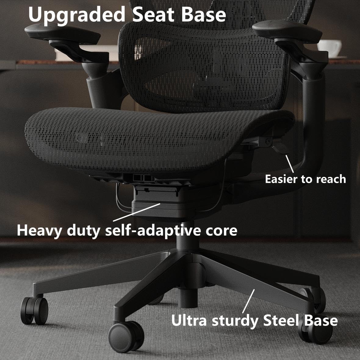 Ergonomic Office Chair, Big and Tall Home Desk Chair with Adjustable 3D Lumbar Support, 5D Armrest, 4D armrests, Mesh Computer Chair,90-130°Tilt, Model Zen (All Black)