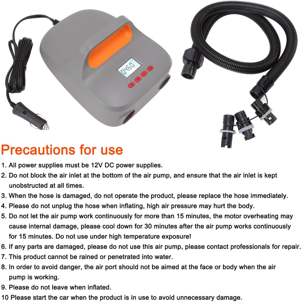20PSI High Paddle Board Pump, Electric Portable S UP Air Pump-12V DC Car Plug Powered, for Paddle Board Inflation Deflation