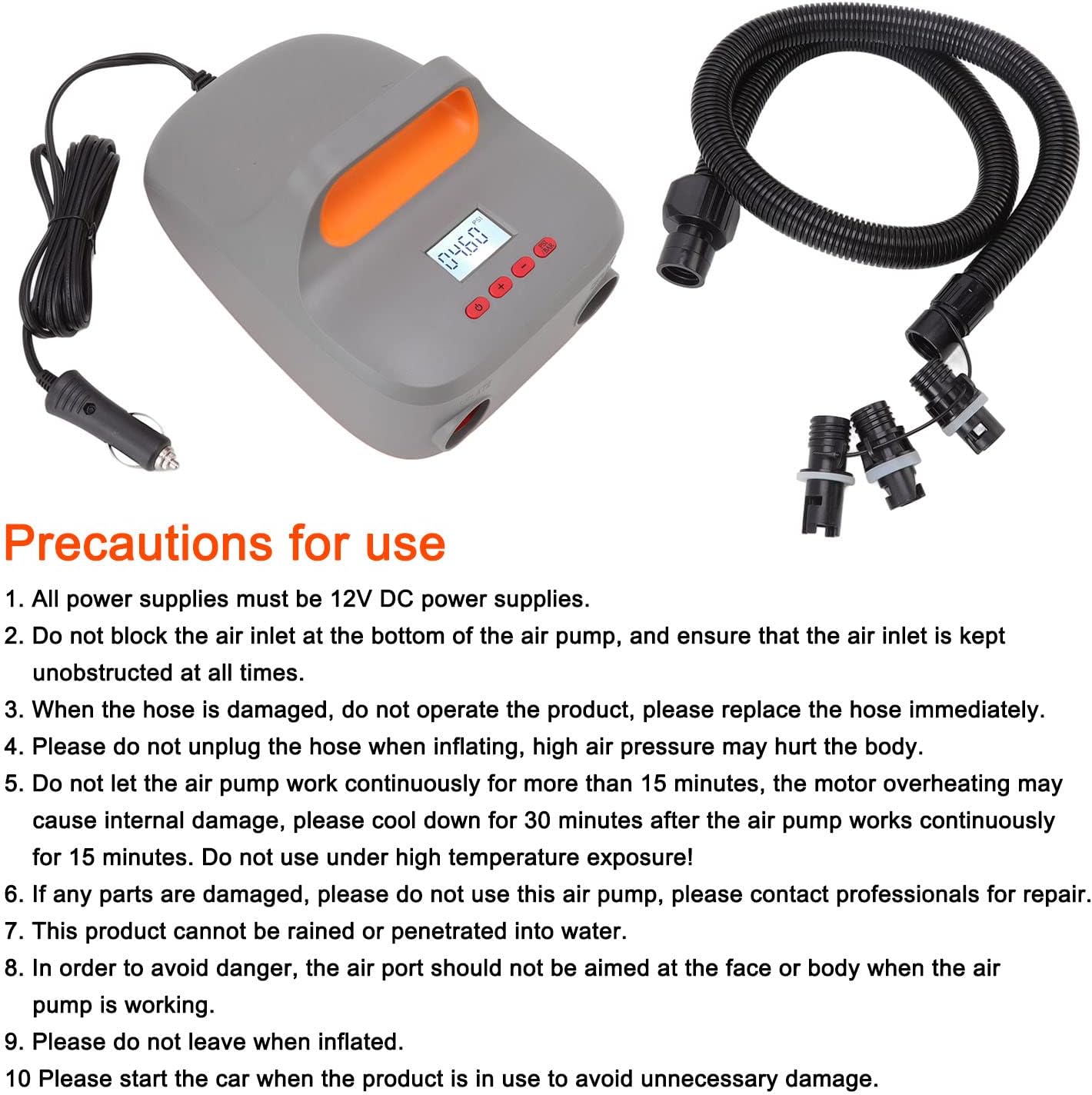 20PSI High Paddle Board Pump, Electric Portable S UP Air Pump-12V DC Car Plug Powered, for Paddle Board Inflation Deflation