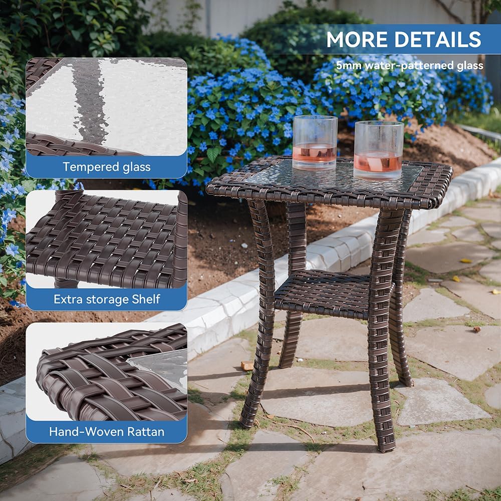 Kurapika 7-Piece Patio Furniture Set, Wicker Thick-Backed Outdoor Swivel Rocking Chair, Includes Coffee Table and Thick Cushions, Conversation Set for Porch,Patio, Navy Blue