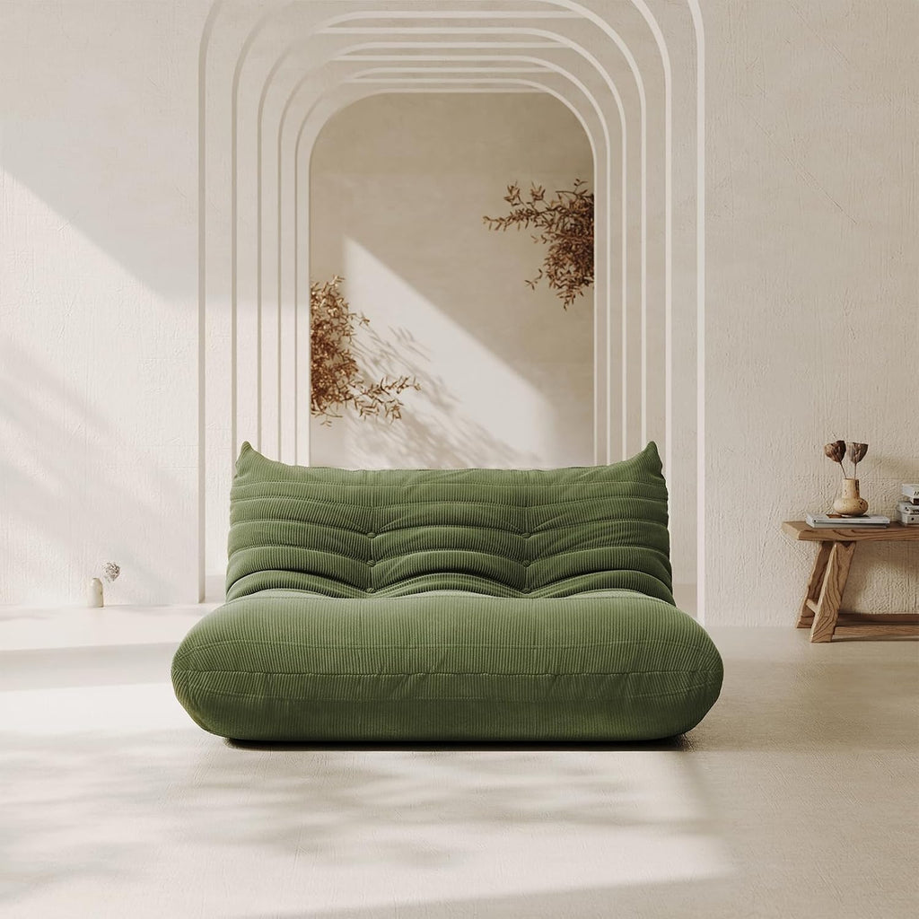 Bean Bag Chair for Adults Fireside Floor Lazy Loveseat Sofa Couches Corduroy Cozy Sofas with Ergonomic Design Memory Foam Lounger Couch for Dorm, Apartment and Gaming Venue,Olive Green
