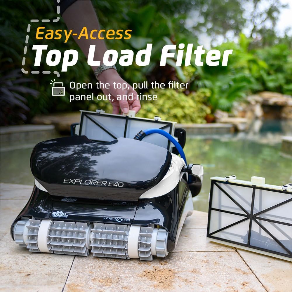 Dolphin Explorer E40 Automatic Robotic Pool Vacuum Cleaner with Wi-Fi, Wall Climbing Capability, Waterline Scrubber Brush, Ideal for Inground Pools up to 50 FT in Length