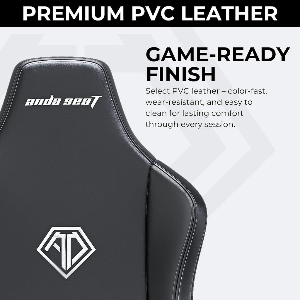 Anda Seat Novis Gaming Chair for Adults - XL Reclining Video Game Chairs, PVC Leather Ergonomic Office Chair, Heavy Duty Back Lumbar Support - Luxury Black Computer Chairs for Home & Work
