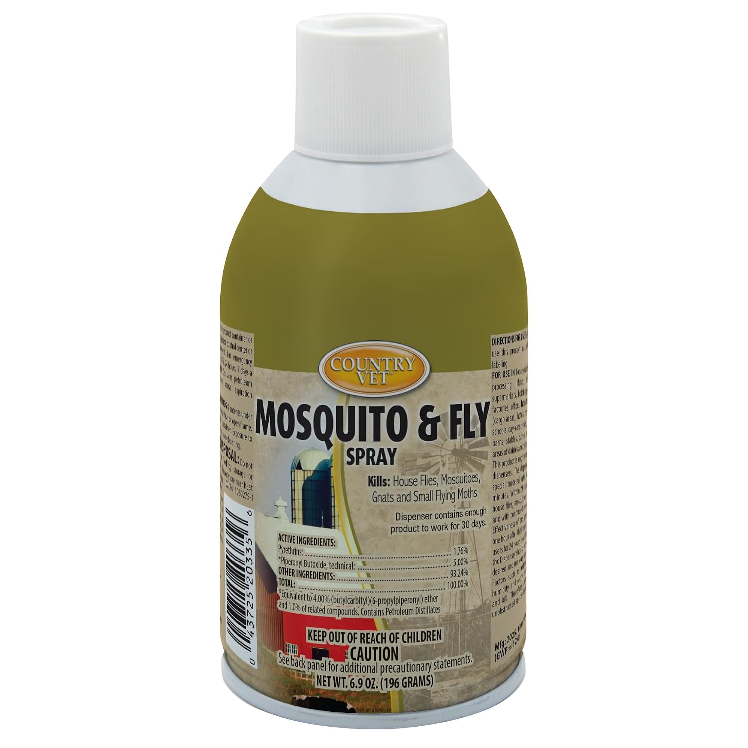Country Vet Mosquito+Fly Metered Spray Refill (Case of 12) & Automatic Metered Dispenser (Case of 12) - 342033CVA - Great for Barns, Stables, Farms, Stalls and Outdoor Insect/Fly Prevention