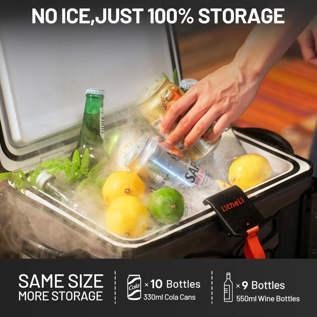 LiTHELi FrozenPack Wild 12V Car Refrigerator & Portable Electric Cooler, 20L/21QT with 2 U20 Batteries, Backpack Design, -4~68℉ Travel Fridge Freezer for Camping, Road Trips, RV, Boat&Beach