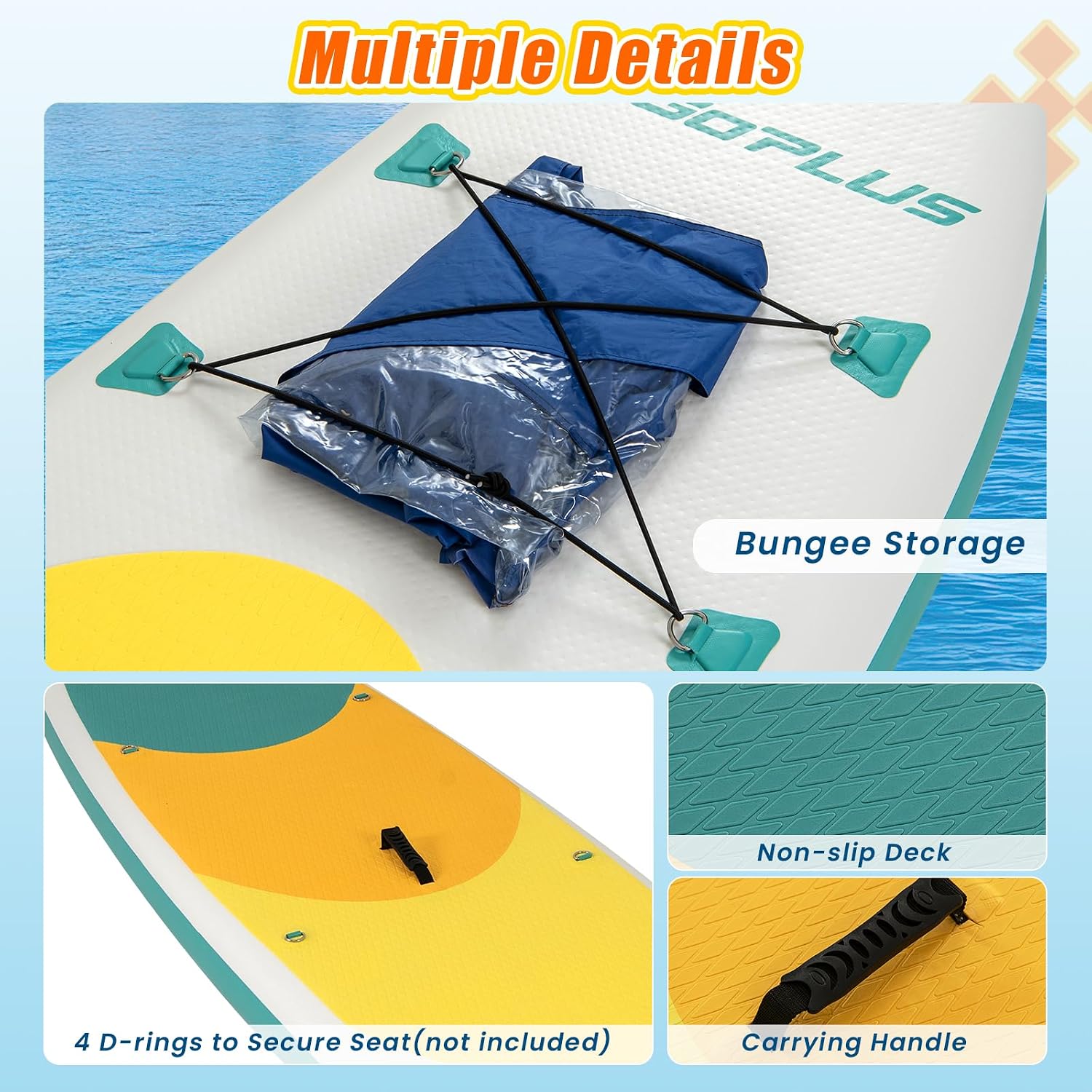 Goplus Inflatable Stand Up Paddle Board, 10FT/10.5FT/11FT SUP with Accessory Pack, Adjustable Paddle, Carry Bag, Fin, Hand Pump, Leash, Repair Kit