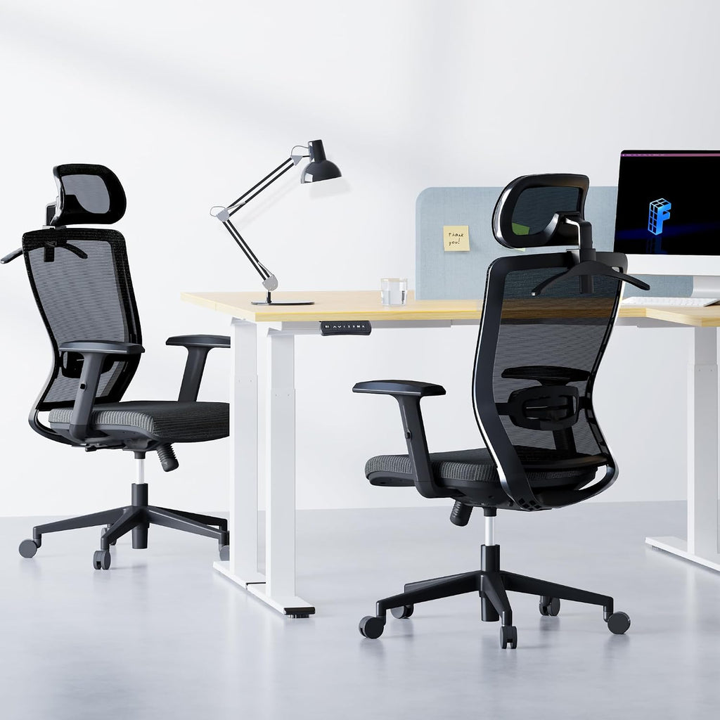 FLEXISPOT OC3 Cloud Ergonomic Office Chair High Back Mesh Swivel Computer Chair Executive Office Desk Chairs with Adjustable Lumbar Support/2D Headrest/Lockable Backrest, Foam Seat Cushion, Black