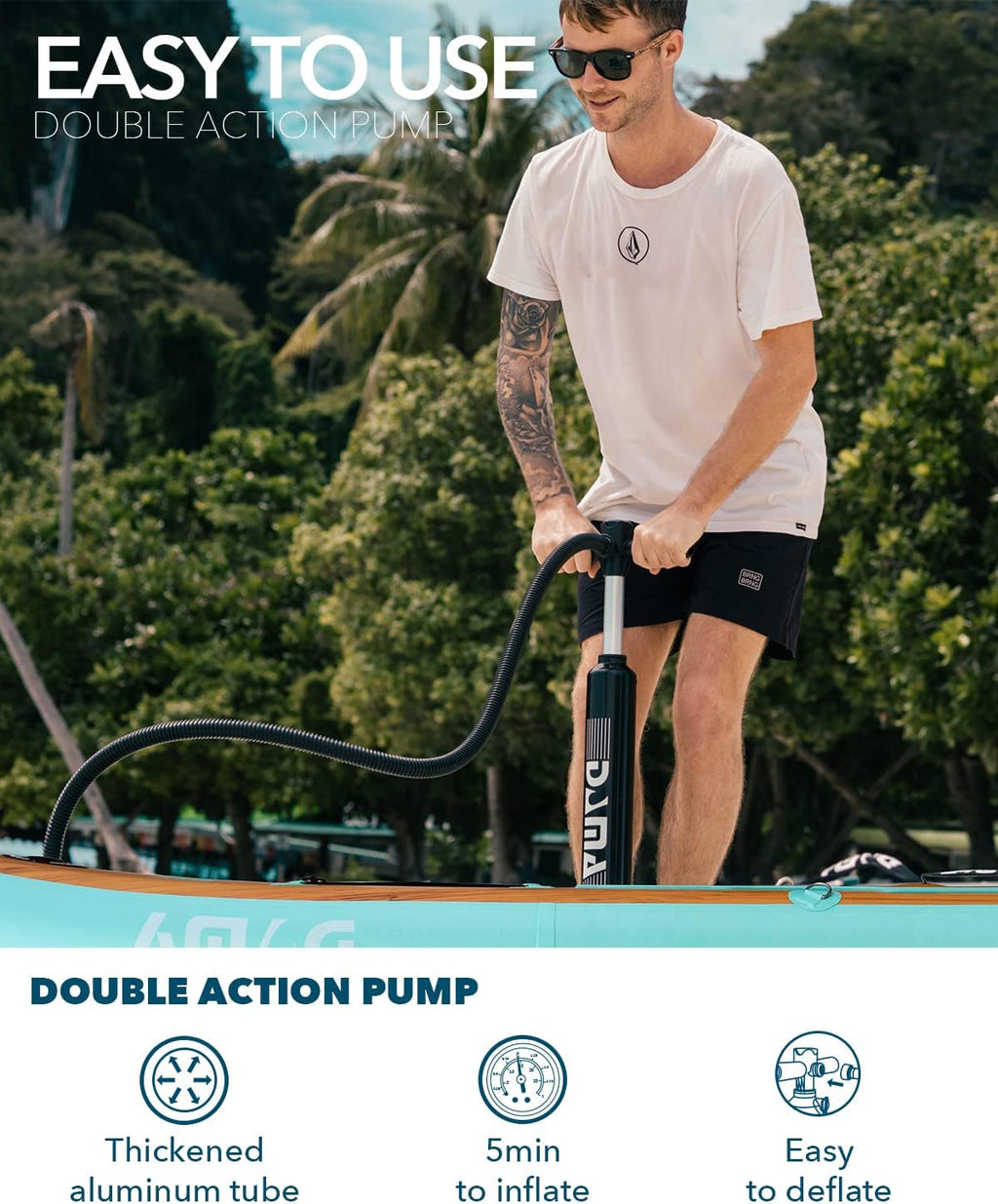 DAMA 9'6'/10'6'/11' Inflatable Stand Up Paddle Board, Yoga Board, Camera Seat, Floating Paddle, Hand Pump, Board Carrier, Waterproof Bag, Drop Stitch, Traveling Board for Surfing