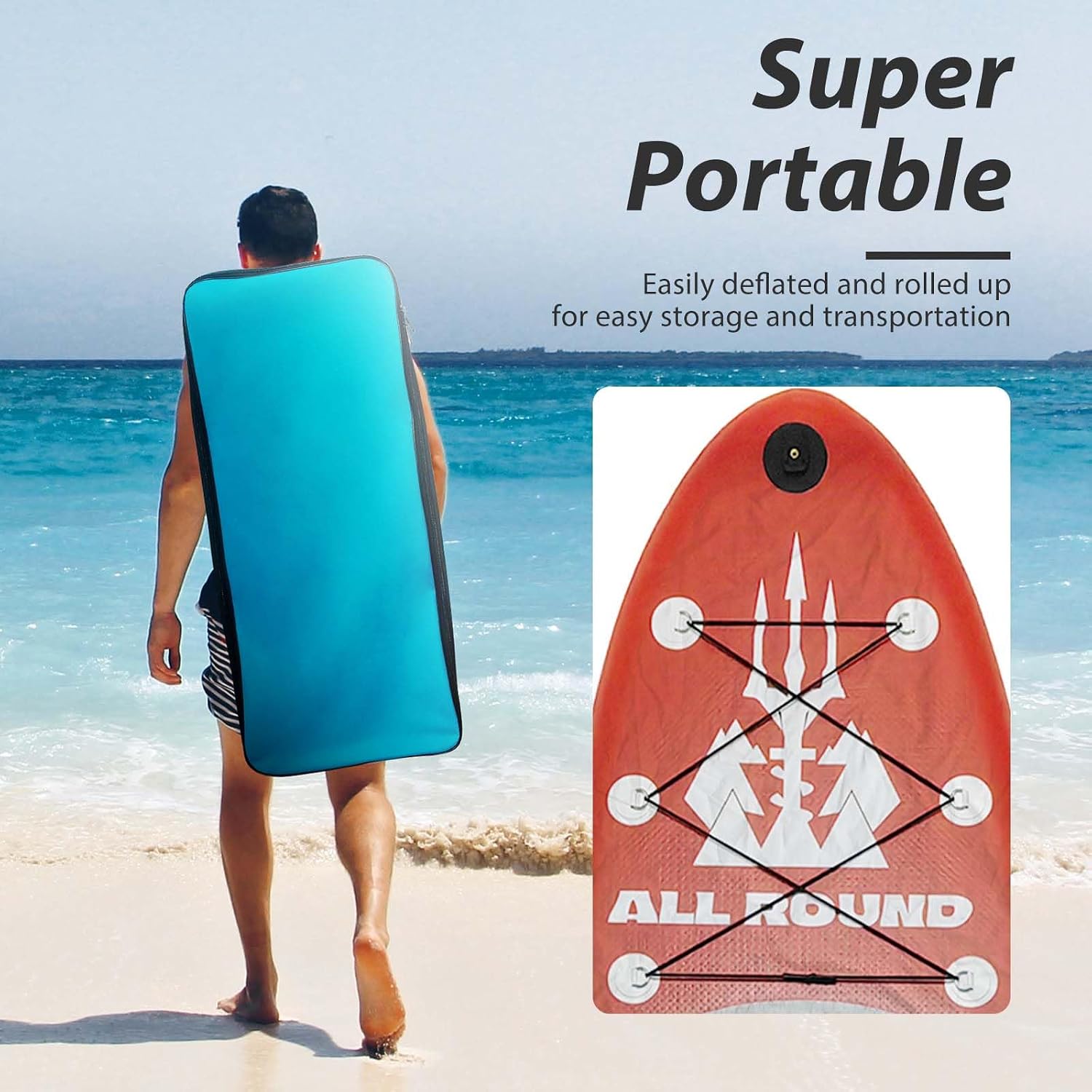 GarveeLife Inflatable Stand Up Paddle Board,10 ft 6 in Upgrade Version Blow Up Paddle Boards for Adults with Free Premium Sup Accessories & Backpack, Adjustable Paddle, Fins, Hand Pump