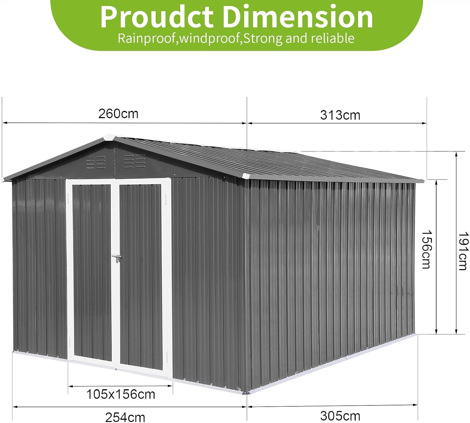 8x10FT Heavy-Duty Metal Storage Shed with Apex Roof, Outdoor Garden Shed with Hinged Door, Steel Vents & Free Padlock, Weatherproof Tool Shed for Backyard, Lawn Equipment & Bike Storage