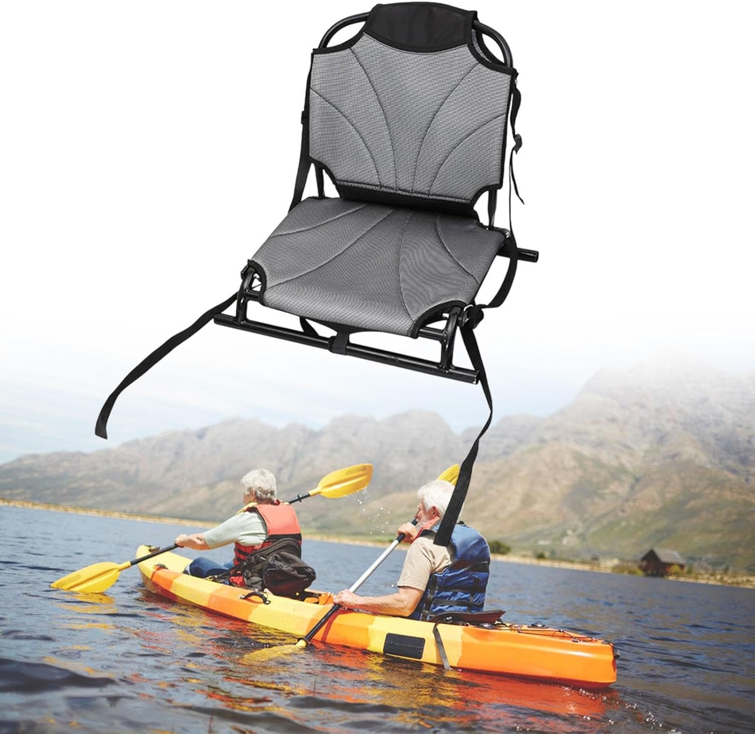 kowaku Folding Kayak Seat Sitting Pad with Back Support Premium Fishing Seat Outdoor Chair for Travel Inflatable Paddle Board