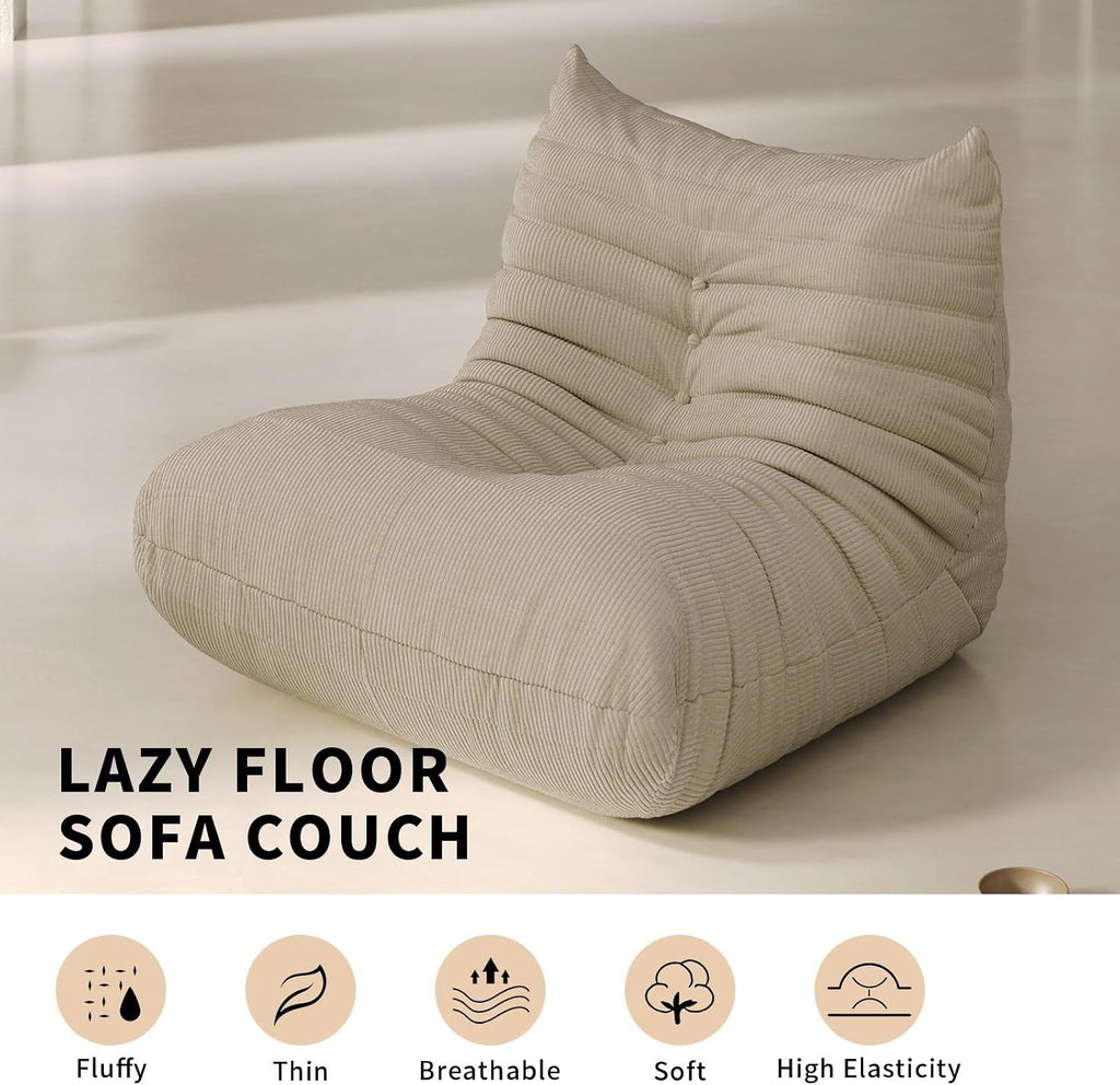 Bean Bag Chair for Adults,Oversize Bean Bag Sofa - Adult Size with Corduroy Soft Fabric for Living Room Lazy Sofas, Apartments, Reading Corner, Gaming, and Movie Venue,Light Grey