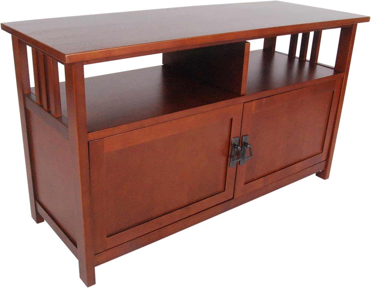 Alaterre Furniture Mission TV Stand with Open Shelves and 2 Cabinet Doors – Classic 42' Wood Media Console for TV, Gaming Consoles & Video Equipment in Living Room or Bedroom (Cherry)