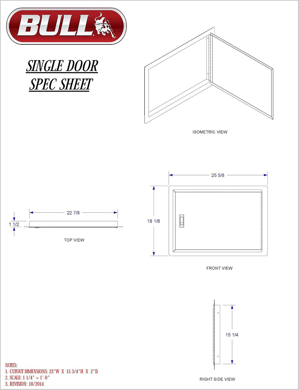 Bull Outdoor Products Stainless Steel Door with Lock and Key 16' x 23'