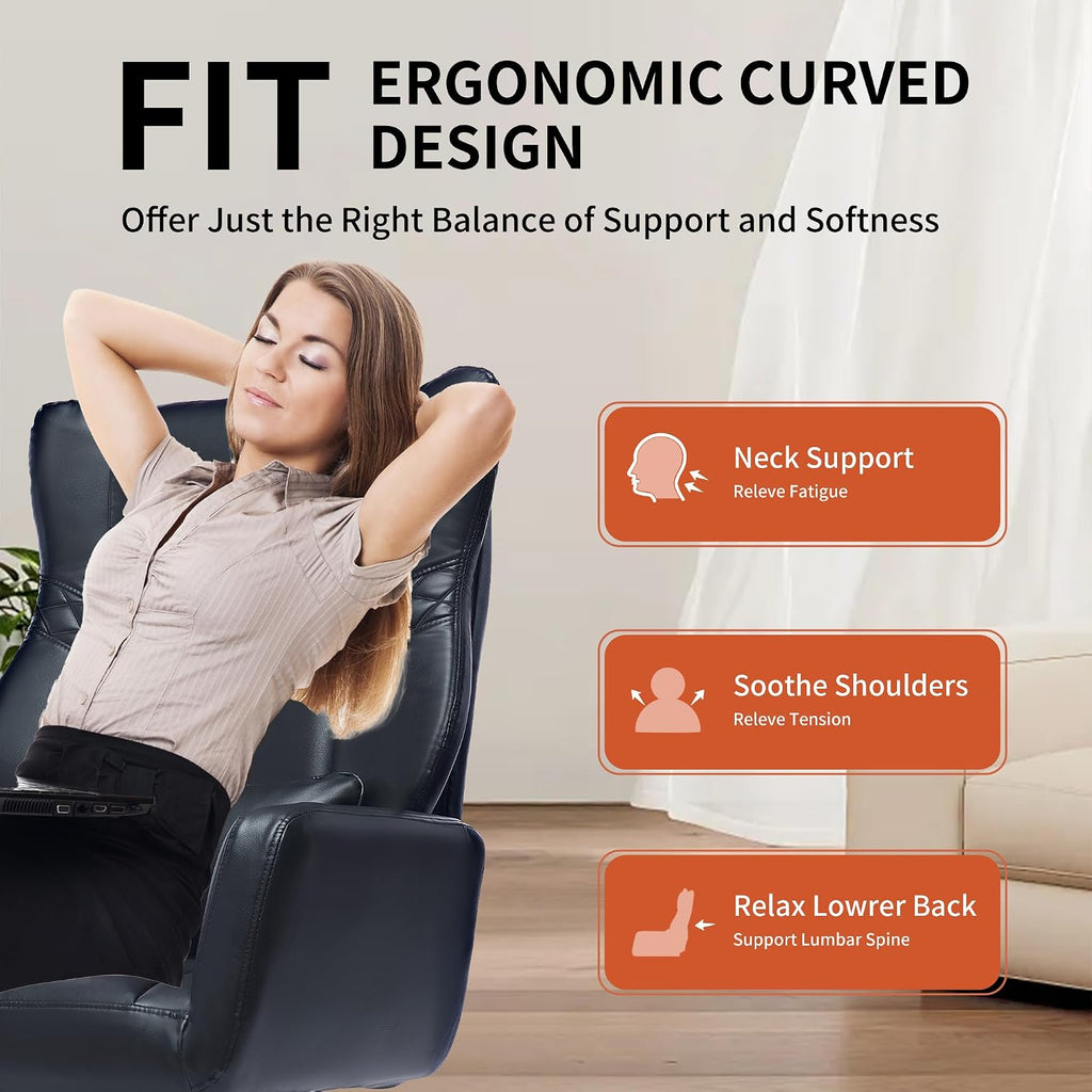 Criss Cross High Back Office Chair with Foot Rest, Ergonomic Cross Legged Desk Chair with Flip-up Armrest, Cozy Reclining 155°Swivel Chair for Home Office, Computer and Entertainment(Black)
