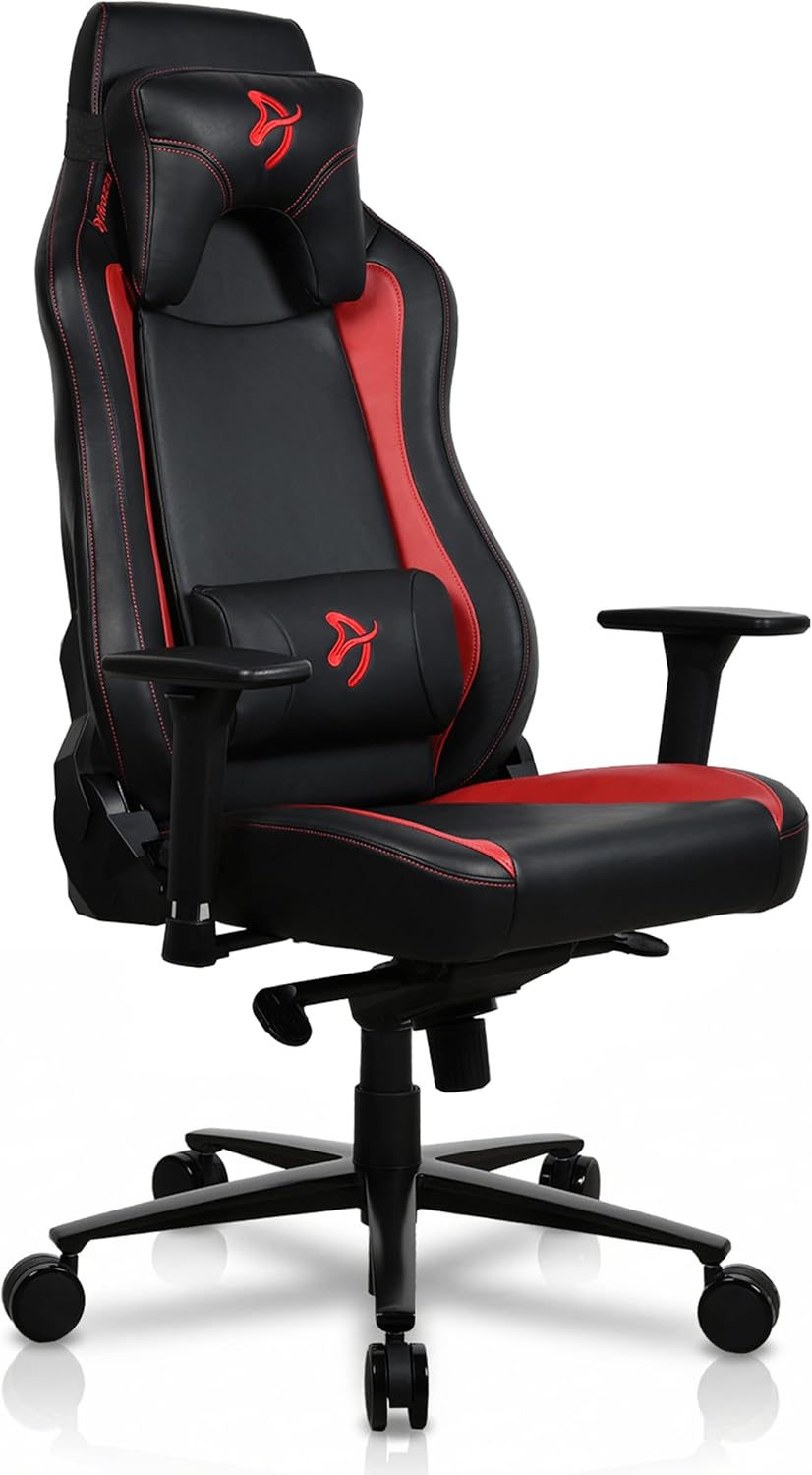 Arozzi Vernazza Soft PU Leather Ergonomic Office and Gaming Chair with High Backrest Recliner Swivel Tilt Rocker Adjustable Height and Adjustable Lumbar and Neck Support - Red