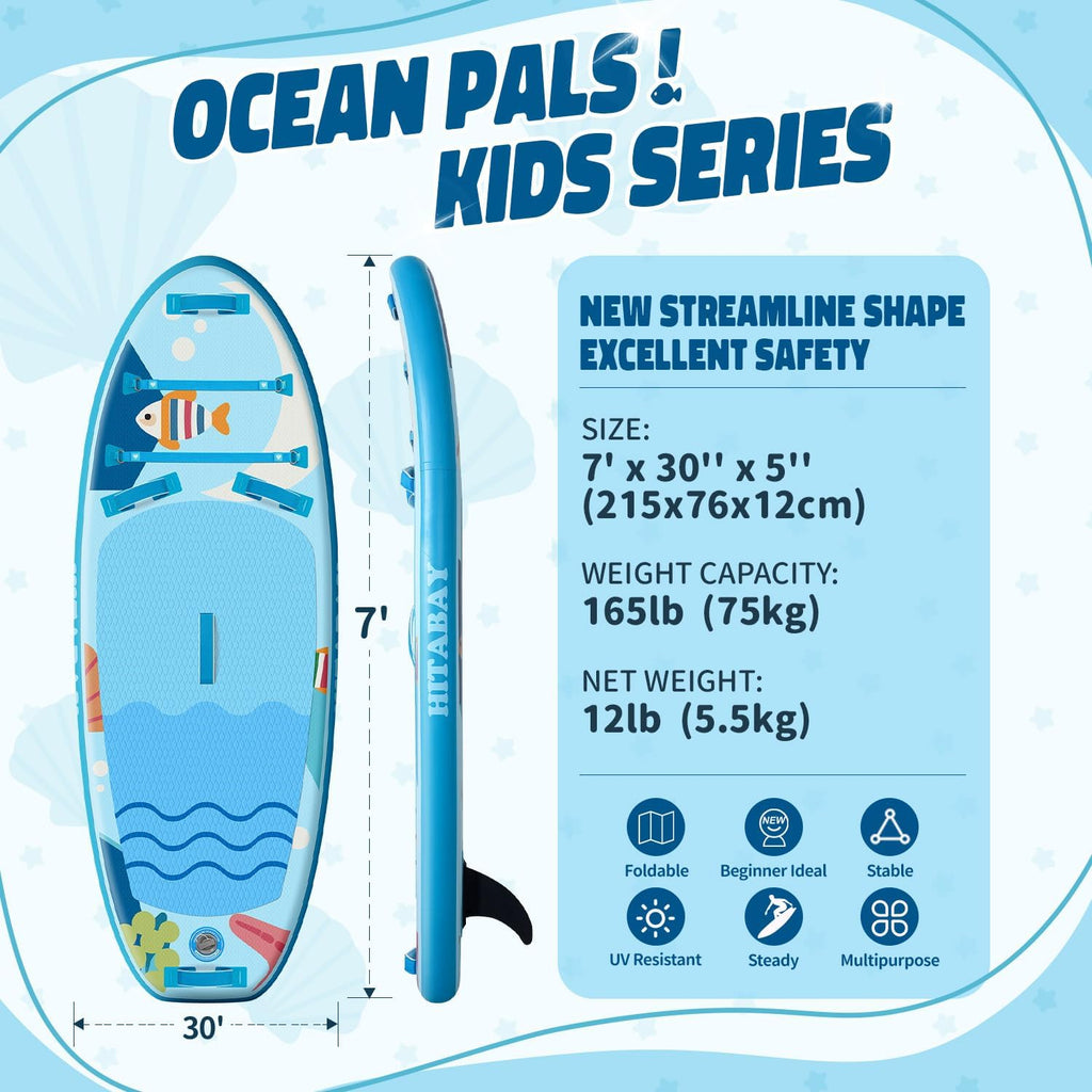 Kids Paddle Board with SUP Accessories, Child Paddle Board Durable, Lightweight, Stable Design, Wide Non-Slip Deck, 7ft 7.6ft 8ft 9.6ft Inflatable Paddle Boards for Kids & Youth