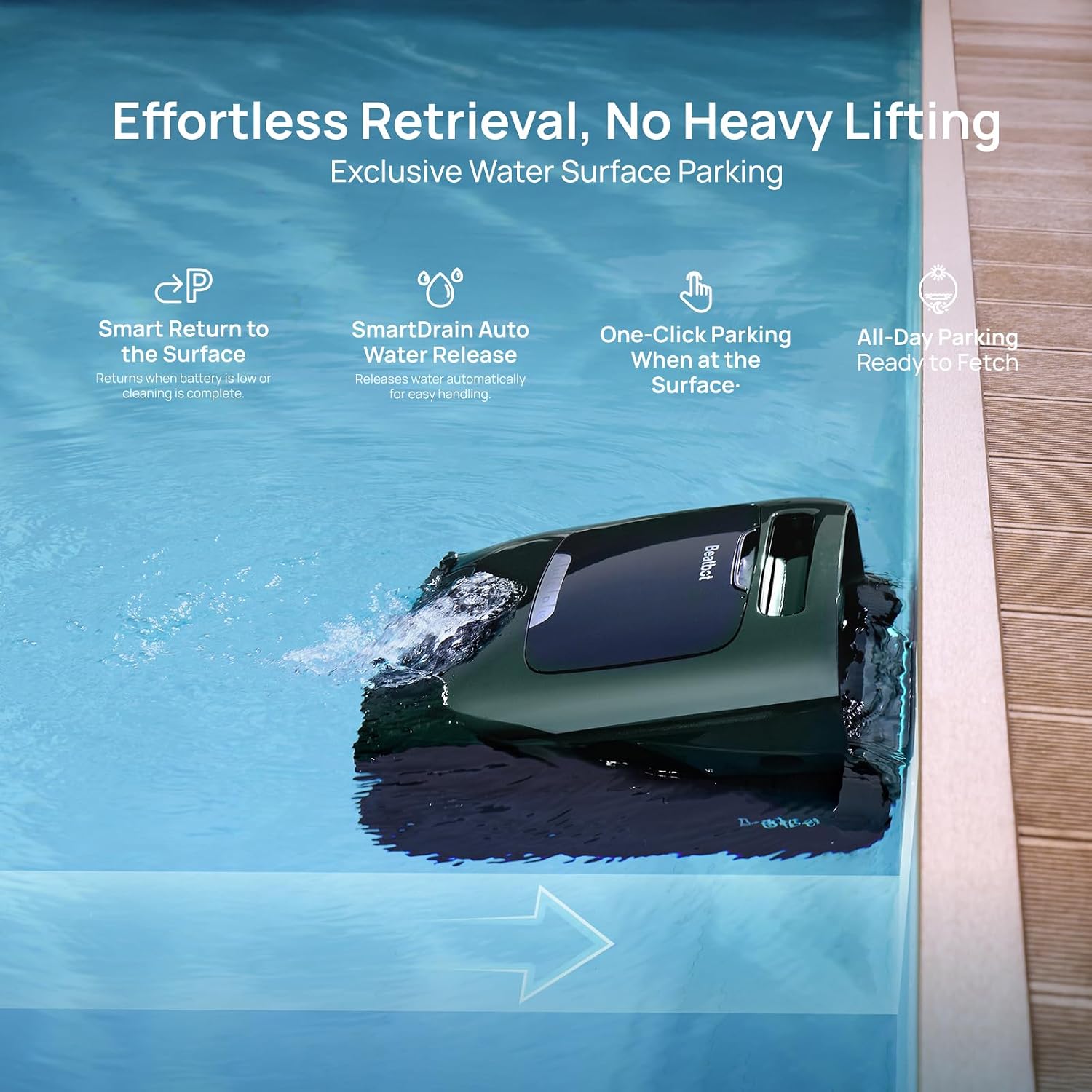 Beatbot AquaSense 2 Pro Cordless Robotic Pool Cleaner, Unmatched 5-in-1 Cleaning, Surface Parking, Skimmer with APP Control, Water Clarification, for Pools up to 3,875 Sq.ft – Pine Green