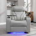 Merax Power Motion Recliner with USB Charging Port and Hidden Arm Storage, Home Theater Seating with Convenient Cup Holder Design,and Stereo(Light Grey)
